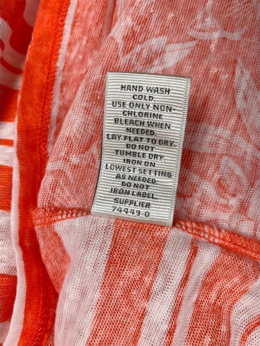 NWT New Stylus Linen Tank Top Orange & Floral Stripe Sleeveless Women's XL - Picture 9 of 9